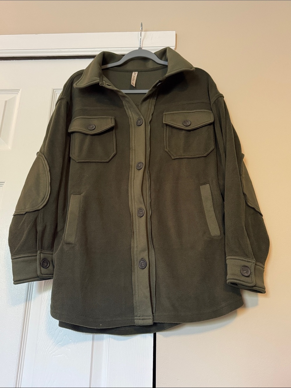 Zenana Outfitters Olive Green Button-Front Fleece Shacket NWOT